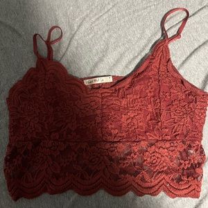 red bralette top